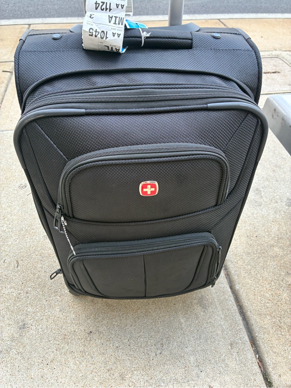 SwissGear Black Rolling Carry-On with Front Organizer Pockets